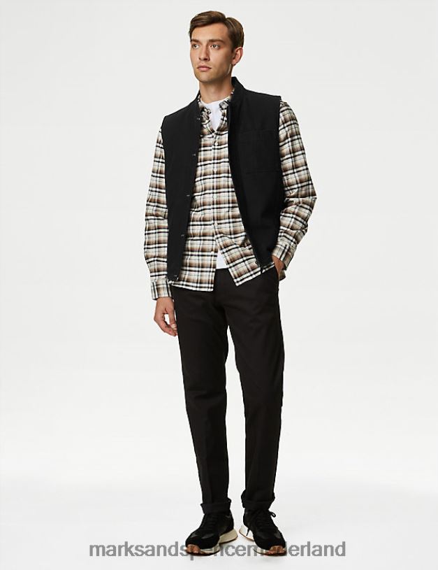 Marks & Spencer Heren gilet van puur katoen met borgvoering zwart kleding N8VZP5005