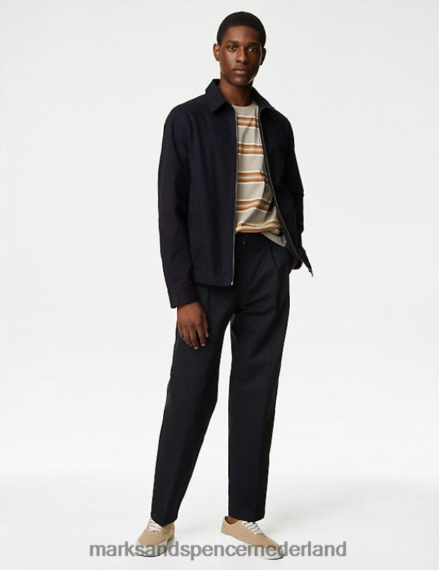 Marks & Spencer Heren katoenrijk harringtonjack marine kleding N8VZP5543