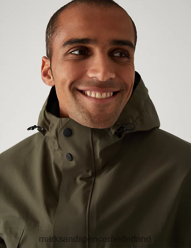 Marks & Spencer Heren parkajack met capuchon en stormkleding groente kleding N8VZP5514