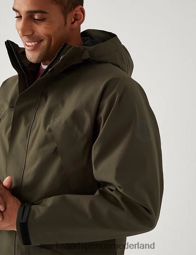 Marks & Spencer Heren parkajack met capuchon en stormkleding groente kleding N8VZP5514