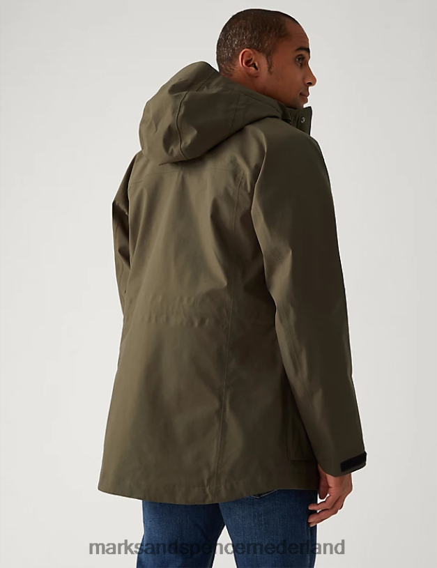 Marks & Spencer Heren parkajack met capuchon en stormkleding groente kleding N8VZP5514