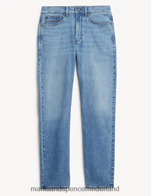 Marks & Spencer Heren 360 flex-jeans met rechte pasvorm grijs blauw kleding N8VZP7042