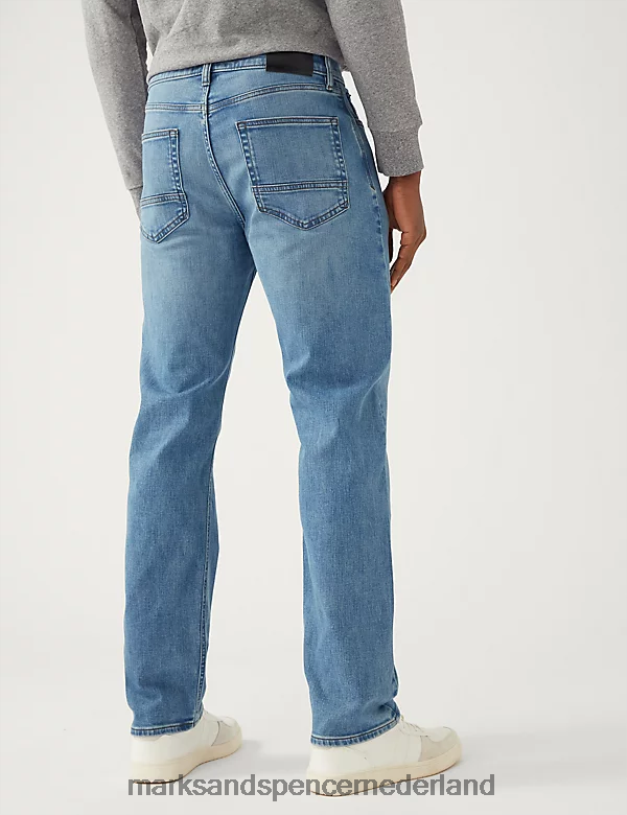 Marks & Spencer Heren 360 flex-jeans met rechte pasvorm grijs blauw kleding N8VZP7042
