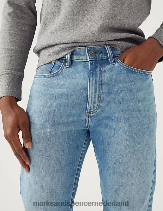 Marks & Spencer Heren 360 flex-jeans met rechte pasvorm grijs blauw kleding N8VZP7042