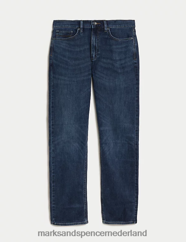Marks & Spencer Heren 360 flex-jeans met rechte pasvorm middelblauw kleding N8VZP7039