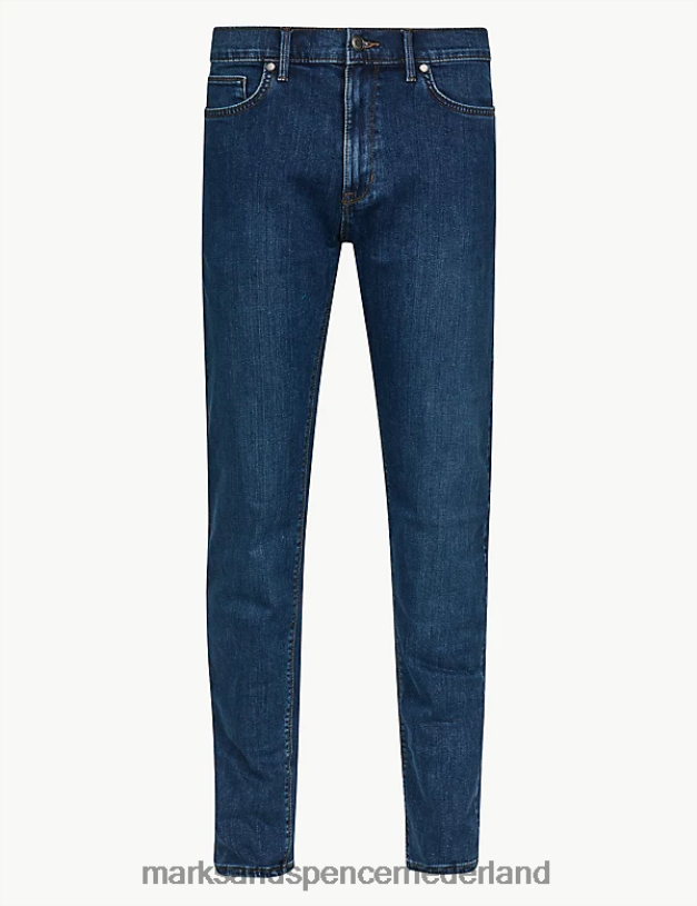 Marks & Spencer Heren Slim-fit stretchjeans met kortere lengte indigo kleding N8VZP7135