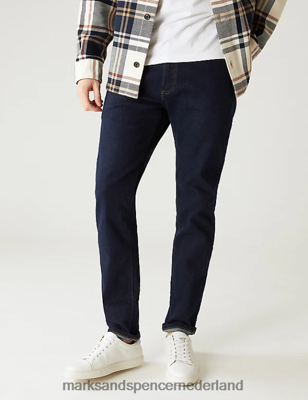 Marks & Spencer Heren Slim-fit stretchjeans met kortere lengte indigo kleding N8VZP7135