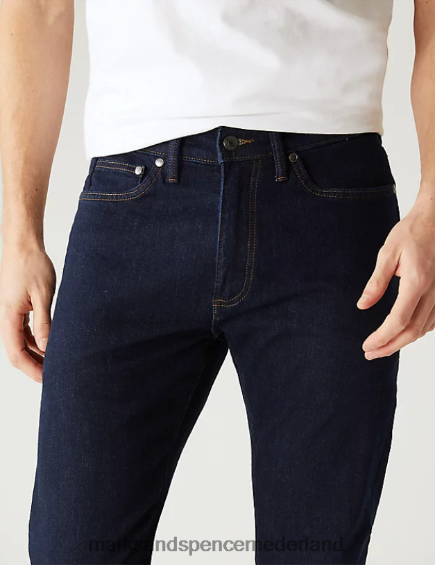 Marks & Spencer Heren Slim-fit stretchjeans met kortere lengte indigo kleding N8VZP7135