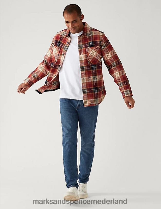 Marks & Spencer Heren Stretchjeans met taps toelopende pasvorm middelblauw kleding N8VZP6662