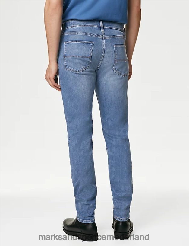 Marks & Spencer Heren slim-fit stretchjeans azuur blauw kleding N8VZP5467