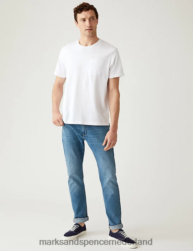 Marks & Spencer Heren slim-fit stretchjeans azuur blauw kleding N8VZP5816