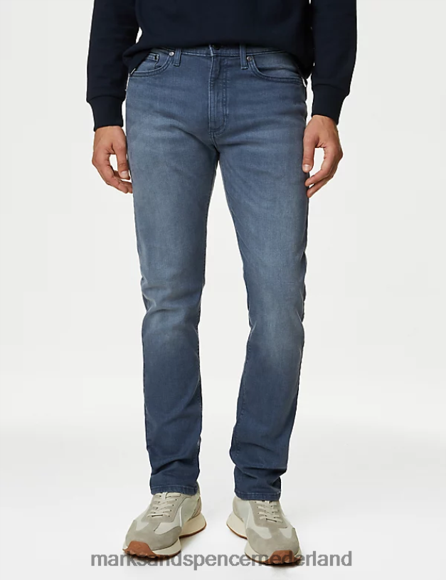 Marks & Spencer Heren slim-fit stretchjeans blauw grijs kleding N8VZP5465