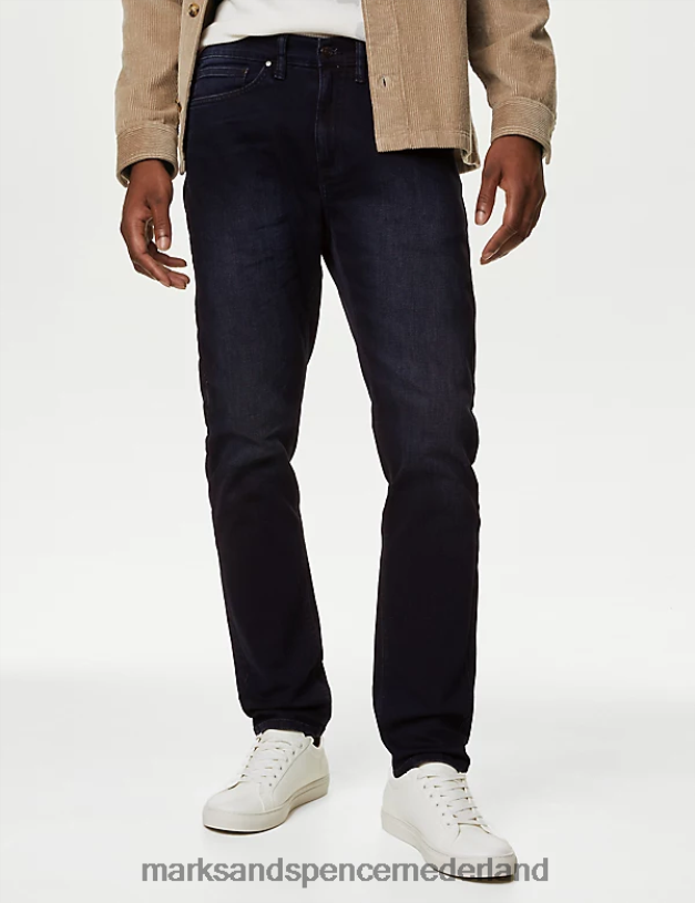 Marks & Spencer Heren slim-fit stretchjeans donkere inkt kleding N8VZP5463