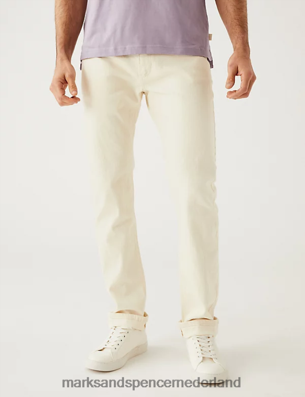 Marks & Spencer Heren slim-fit stretchjeans ecru kleding N8VZP5469
