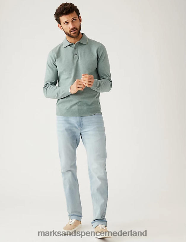 Marks & Spencer Heren slim-fit stretchjeans ijsblauw kleding N8VZP5468