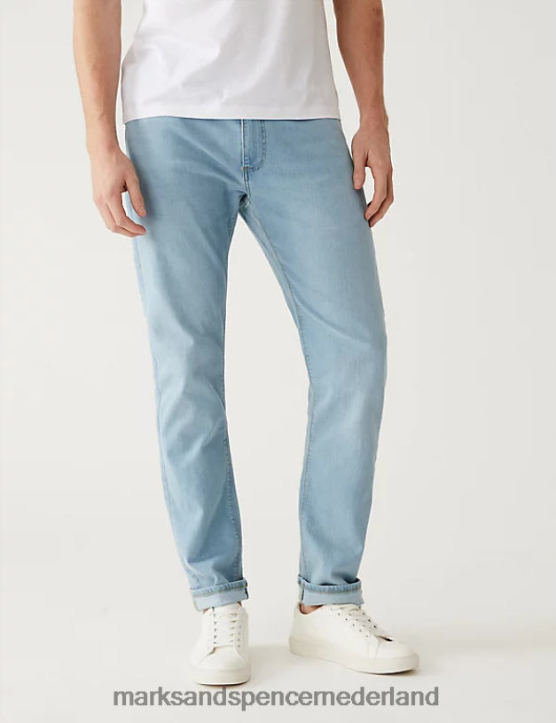 Marks & Spencer Heren slim-fit stretchjeans poeder blauw kleding N8VZP5466