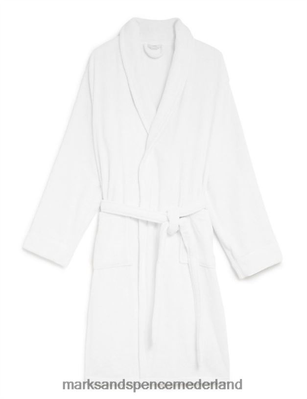 Marks & Spencer Heren Badjas van zuiver katoen wit kleding N8VZP6355