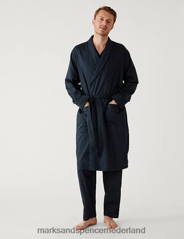 Marks & Spencer Heren kamerjas van puur katoen marine mix kleding N8VZP6676