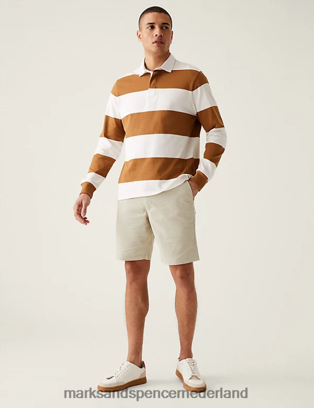 Marks & Spencer Heren Short van puur katoenen corduroy met elastische taille ecru kleding N8VZP6134