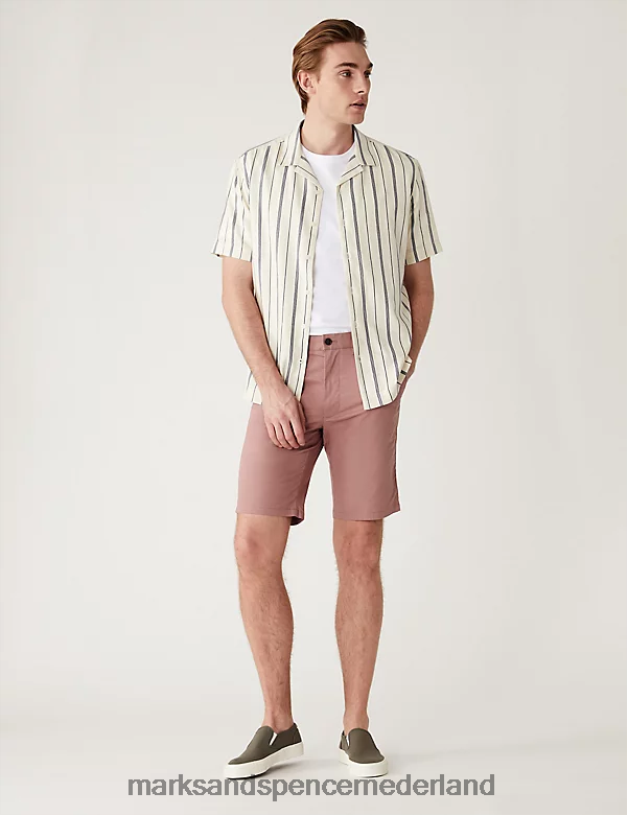 Marks & Spencer Heren Superlichte chinoshort, 2 stuks roze mix kleding N8VZP4890