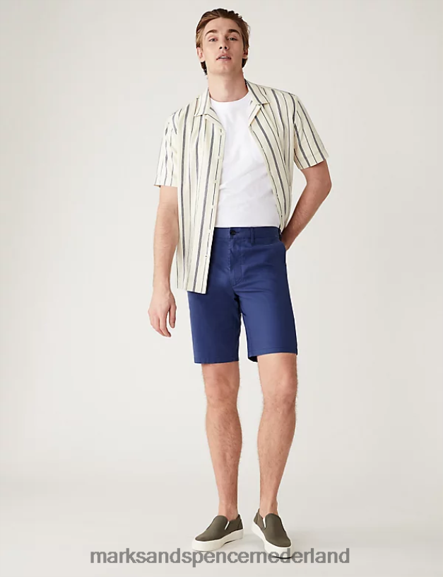 Marks & Spencer Heren Superlichte chinoshort, 2 stuks roze mix kleding N8VZP4890