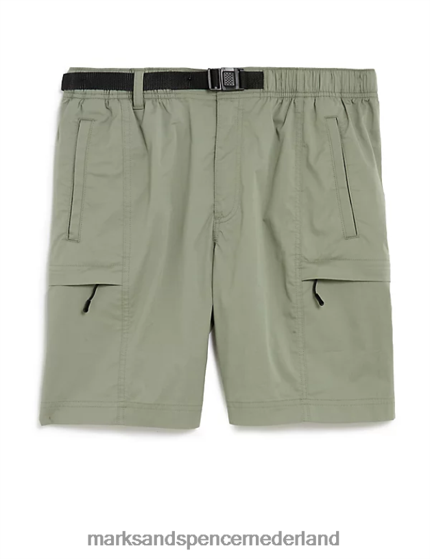 Marks & Spencer Heren Trekkingshort met riem en stormkleding licht groen kleding N8VZP5007