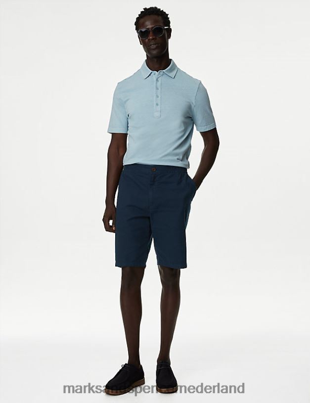 Marks & Spencer Heren Wharf katoenrijke stretchshort middernacht marine kleding N8VZP6807