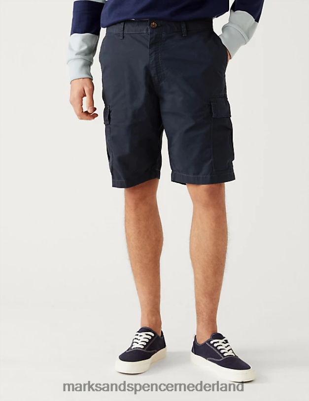 Marks & Spencer Heren cargoshort van puur katoen marine kleding N8VZP5701