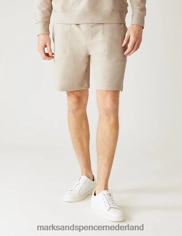 Marks & Spencer Heren korte broek van jersey met trekkoord beige kleding N8VZP5115