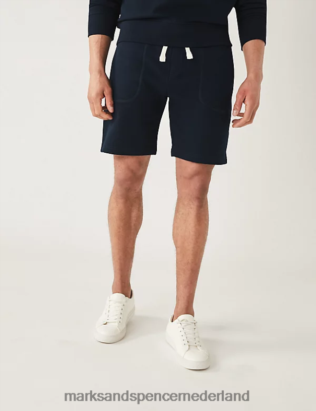 Marks & Spencer Heren korte broek van jersey met trekkoord donker marine kleding N8VZP5116