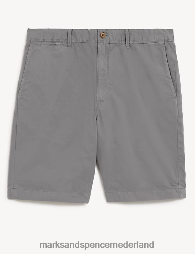 Marks & Spencer Heren puur katoenen half elastische taille short grijs kleding N8VZP6800