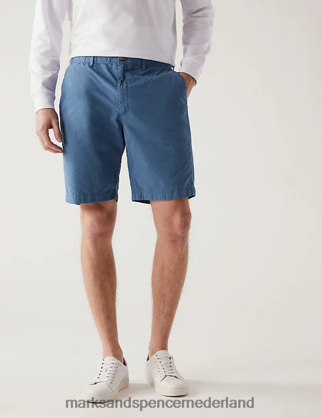 Marks & Spencer Heren puur katoenen half elastische taille short korenbloem kleding N8VZP6456