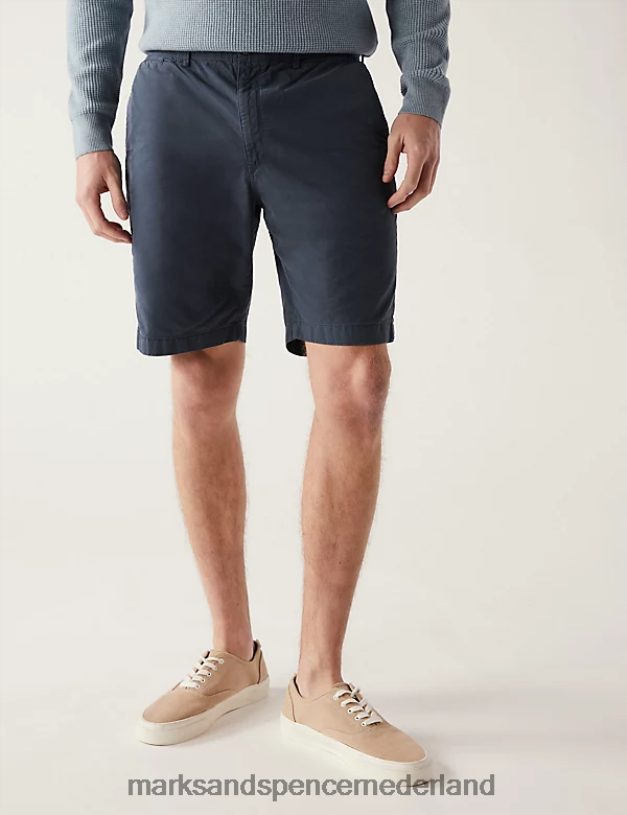 Marks & Spencer Heren puur katoenen half elastische taille short marine kleding N8VZP6802
