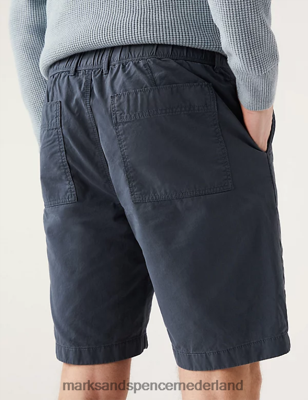 Marks & Spencer Heren puur katoenen half elastische taille short marine kleding N8VZP6802