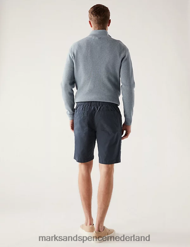 Marks & Spencer Heren puur katoenen half elastische taille short marine kleding N8VZP6802