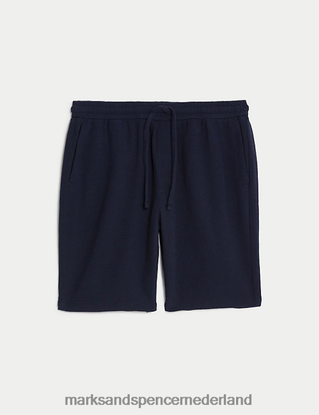 Marks & Spencer Heren puur katoenen short met elastische taille marine kleding N8VZP7365