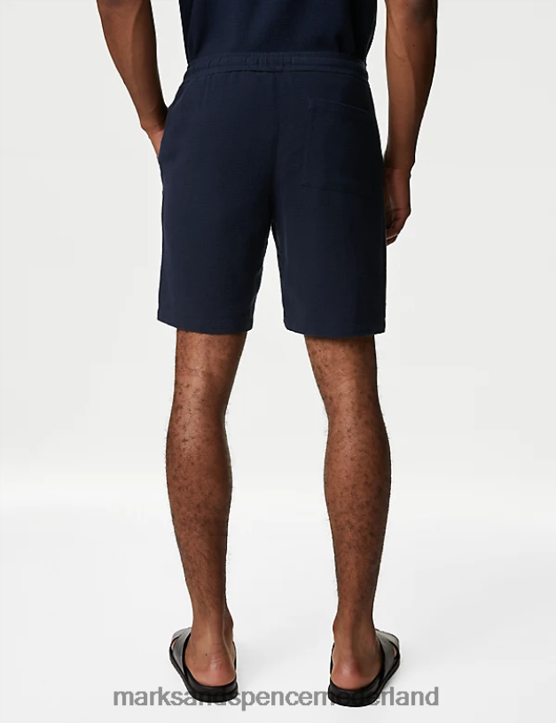 Marks & Spencer Heren puur katoenen short met elastische taille marine kleding N8VZP7365