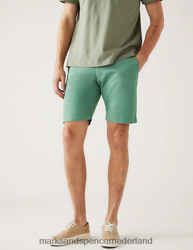 Marks & Spencer Heren stretch chinoshort blad kleding N8VZP6120