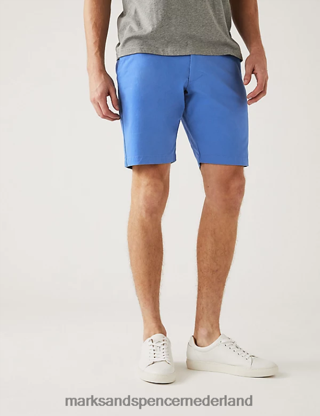 Marks & Spencer Heren stretch chinoshort helderblauw kleding N8VZP6119