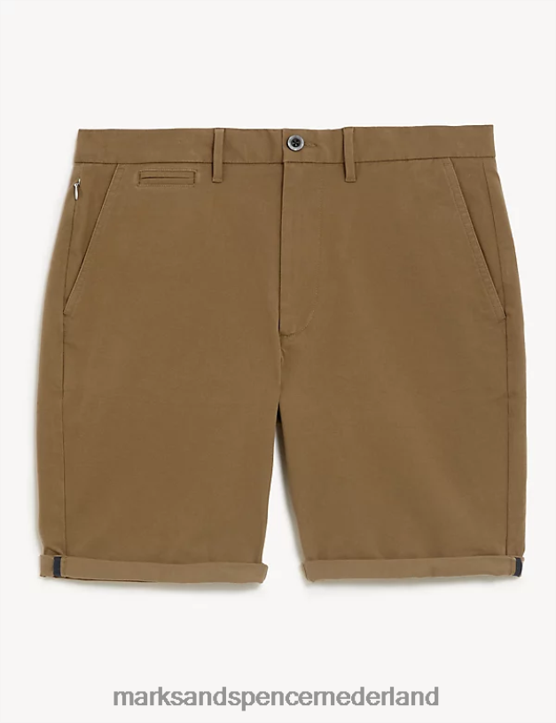 Marks & Spencer Heren ultieme chinoshort met stretch donker brons kleding N8VZP6404
