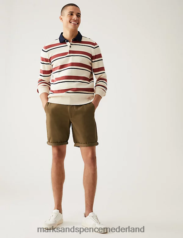 Marks & Spencer Heren ultieme chinoshort met stretch donker brons kleding N8VZP6404