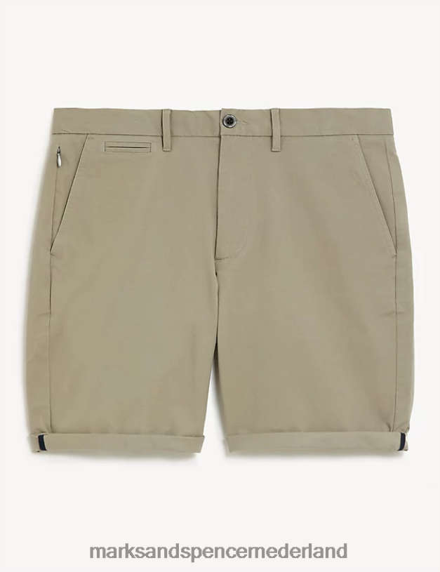 Marks & Spencer Heren ultieme chinoshort met stretch midden grijs kleding N8VZP6735