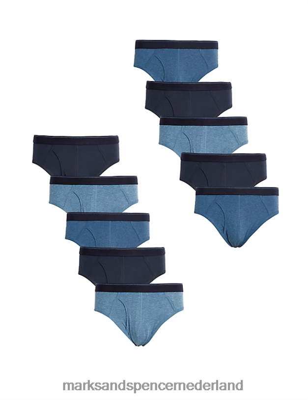 Marks & Spencer Heren 10 stuks coole en frisse slips met stretch marine mix kleding N8VZP5180