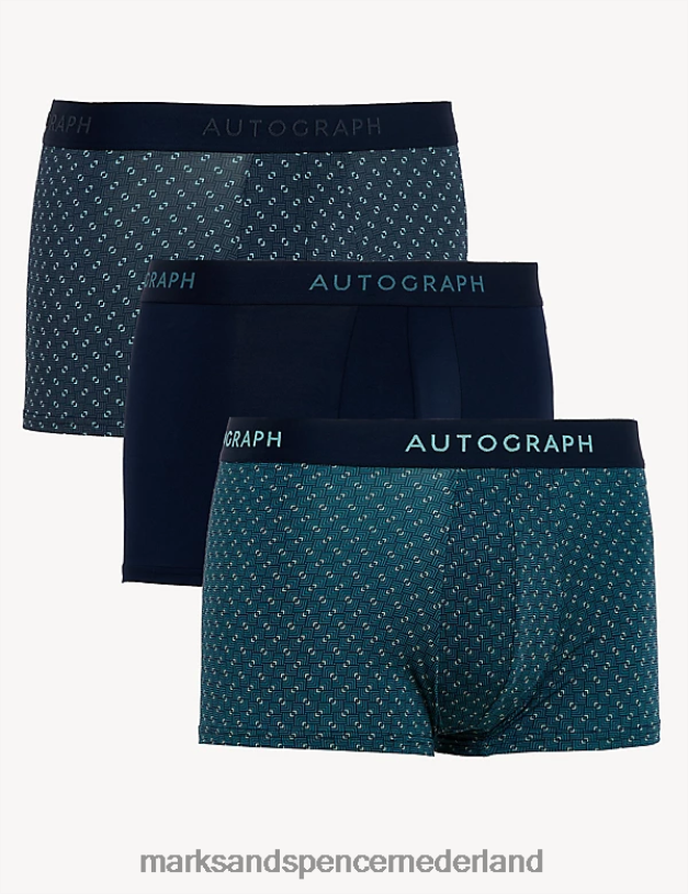 Marks & Spencer Heren 3 stuks geometrische hipsters marine kleding N8VZP5247