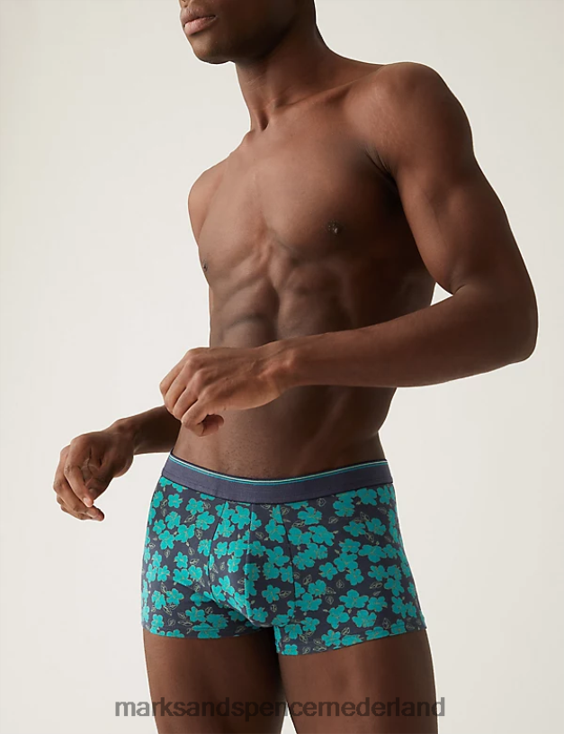 Marks & Spencer Heren 3 stuks hipster met hibiscusprint ijsvogel kleding N8VZP6141
