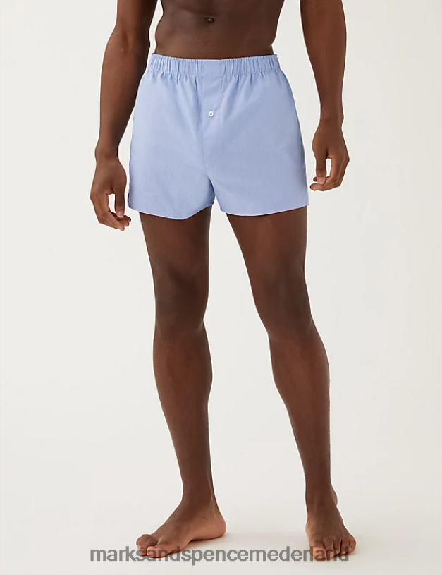 Marks & Spencer Heren 3 stuks puur katoenen geweven boxers chambray kleding N8VZP5336