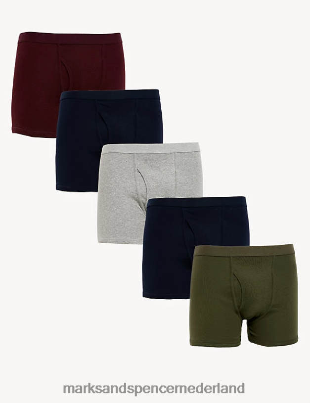 Marks & Spencer Heren 5 stuks puur katoenen boxershorts multi kleding N8VZP5440