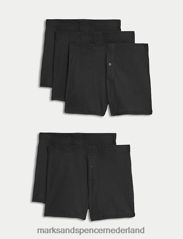 Marks & Spencer Heren 5 stuks puur katoenen boxershorts zwart kleding N8VZP5799