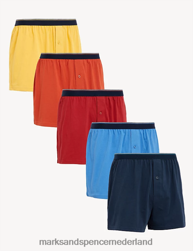 Marks & Spencer Heren 5 stuks puur katoenen cool & fresh jersey boxers multi kleding N8VZP5560