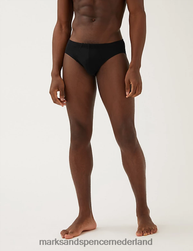 Marks & Spencer Heren 5 stuks puur katoenen coole en frisse slips zwart kleding N8VZP7544